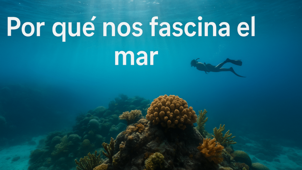 fondo marino con cartel de por que nos gusta el mar