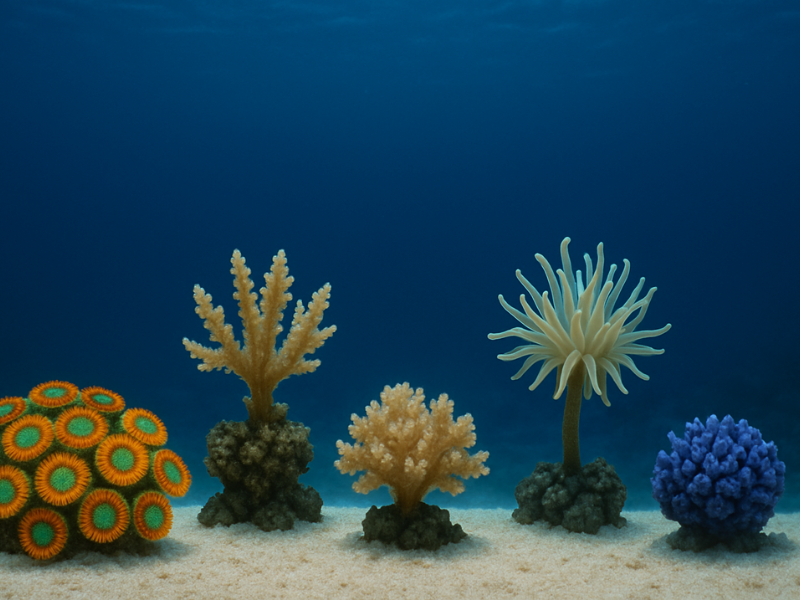 distintos tipos de corales marinos